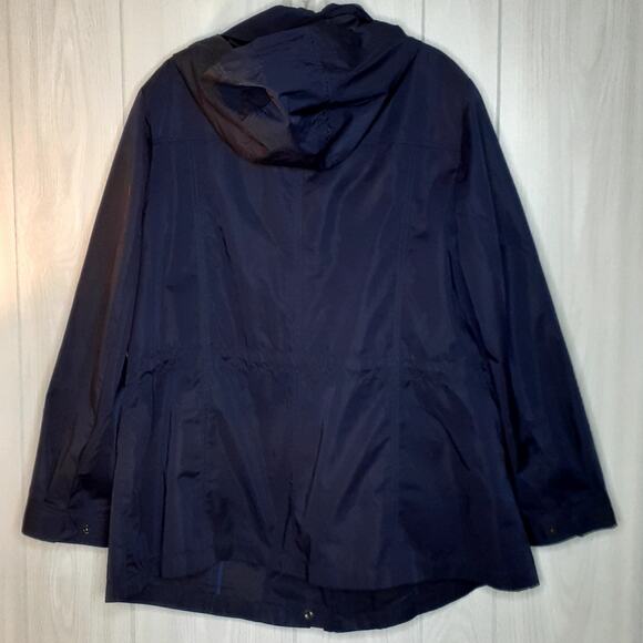 Talbots Rain Jacket Midnight Blue Size 2X Lots of Pockets Hood EUC - Picture 3 of 10